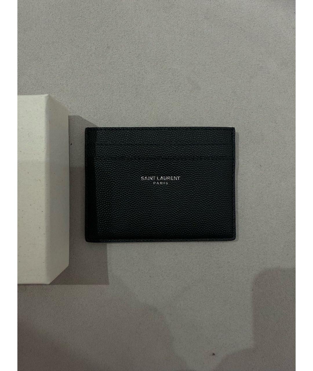 SAINT LAURENT Черный кожаный кардхолдер, фото 7