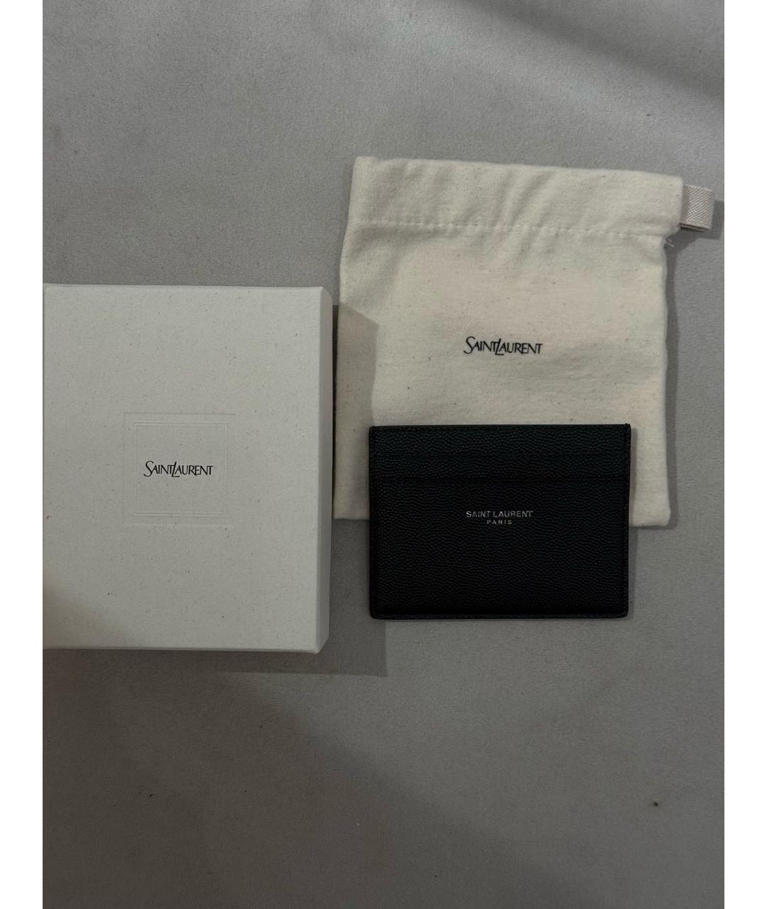 SAINT LAURENT Черный кожаный кардхолдер, фото 6