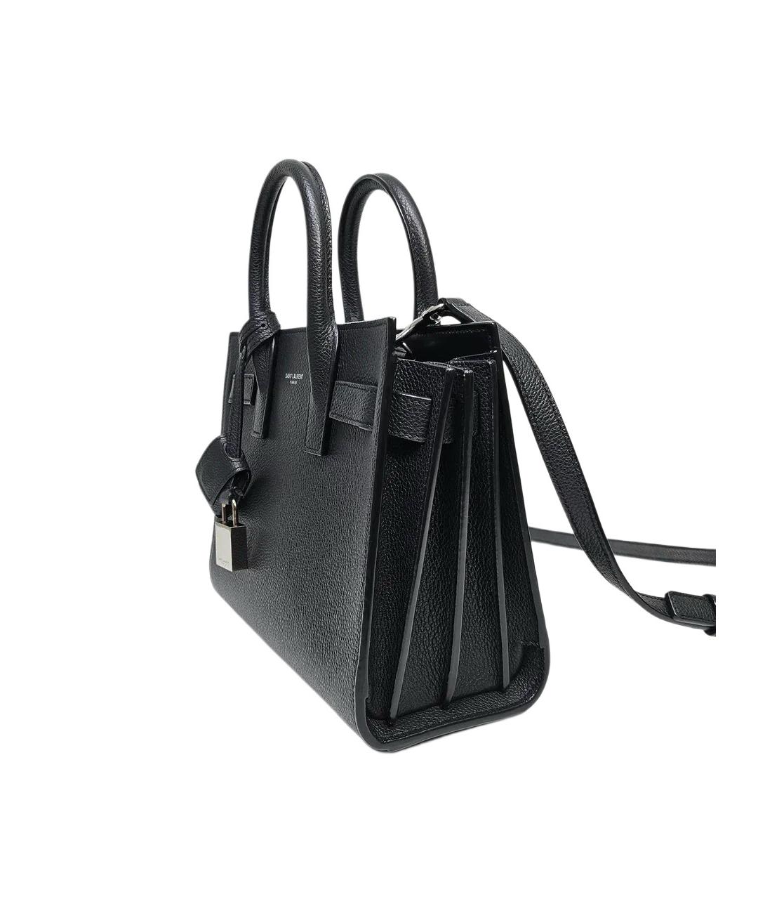 SAINT LAURENT Черная кожаная сумка через плечо, фото 2