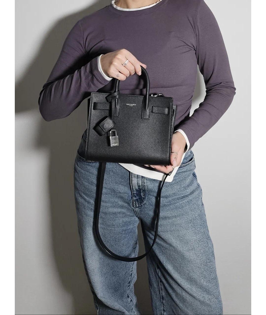 SAINT LAURENT Черная кожаная сумка через плечо, фото 9