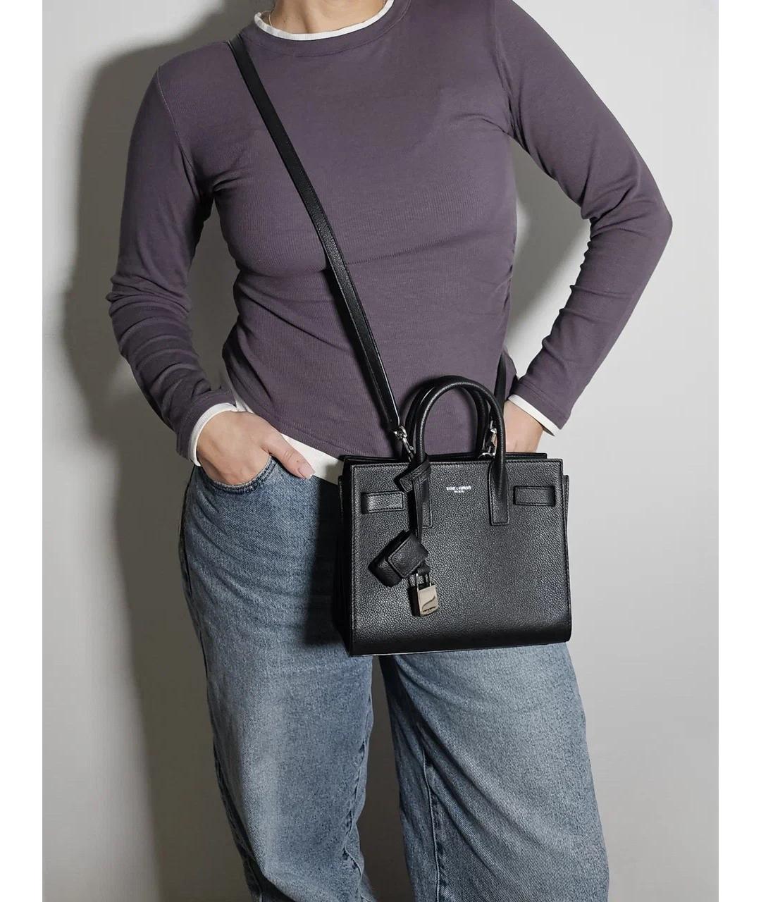 SAINT LAURENT Черная кожаная сумка через плечо, фото 8