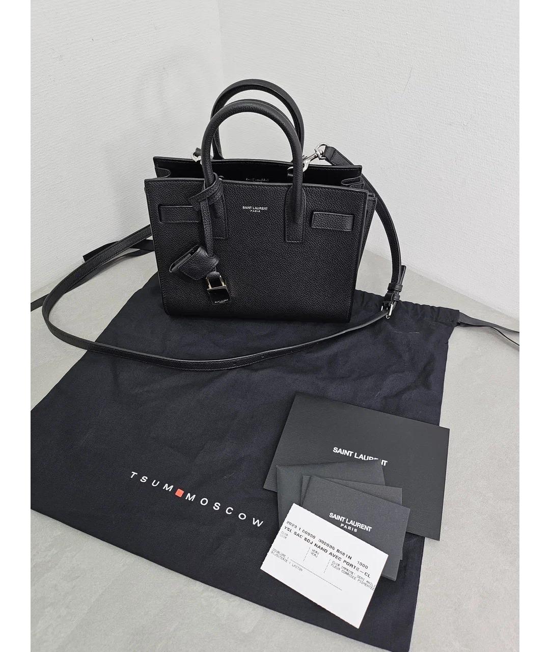 SAINT LAURENT Черная кожаная сумка через плечо, фото 6