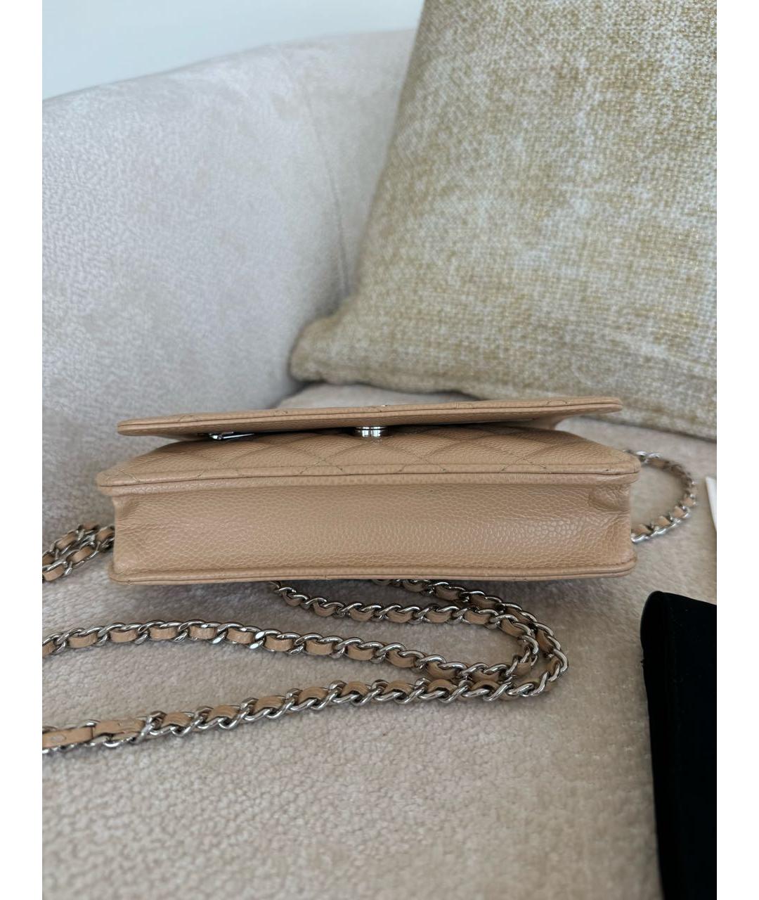 CHANEL Бежевая кожаная сумка через плечо, фото 3