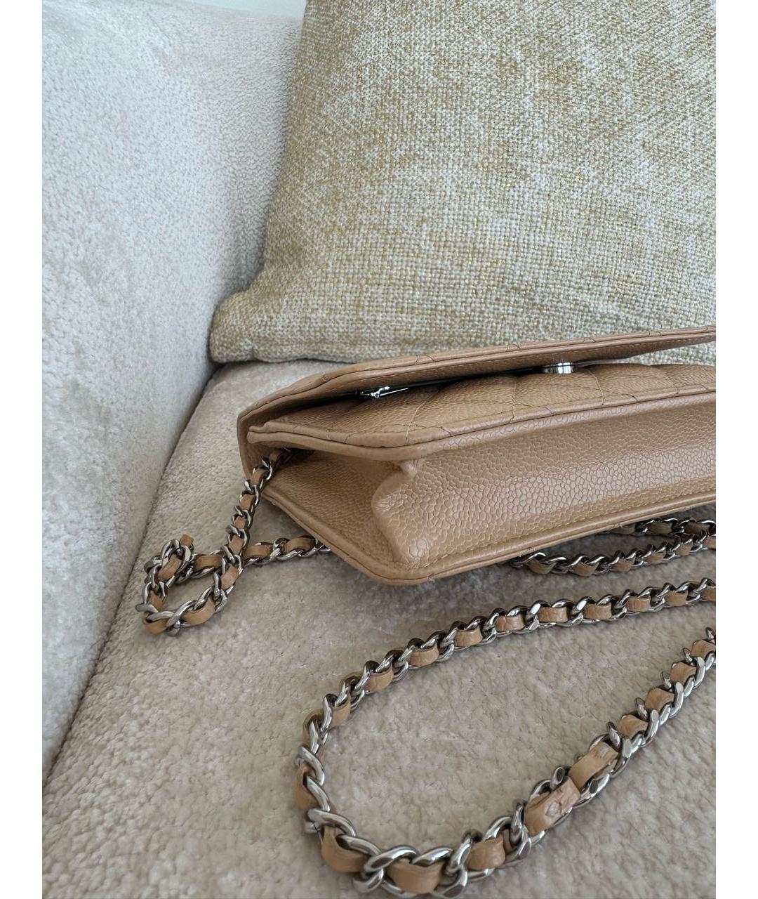 CHANEL Бежевая кожаная сумка через плечо, фото 4