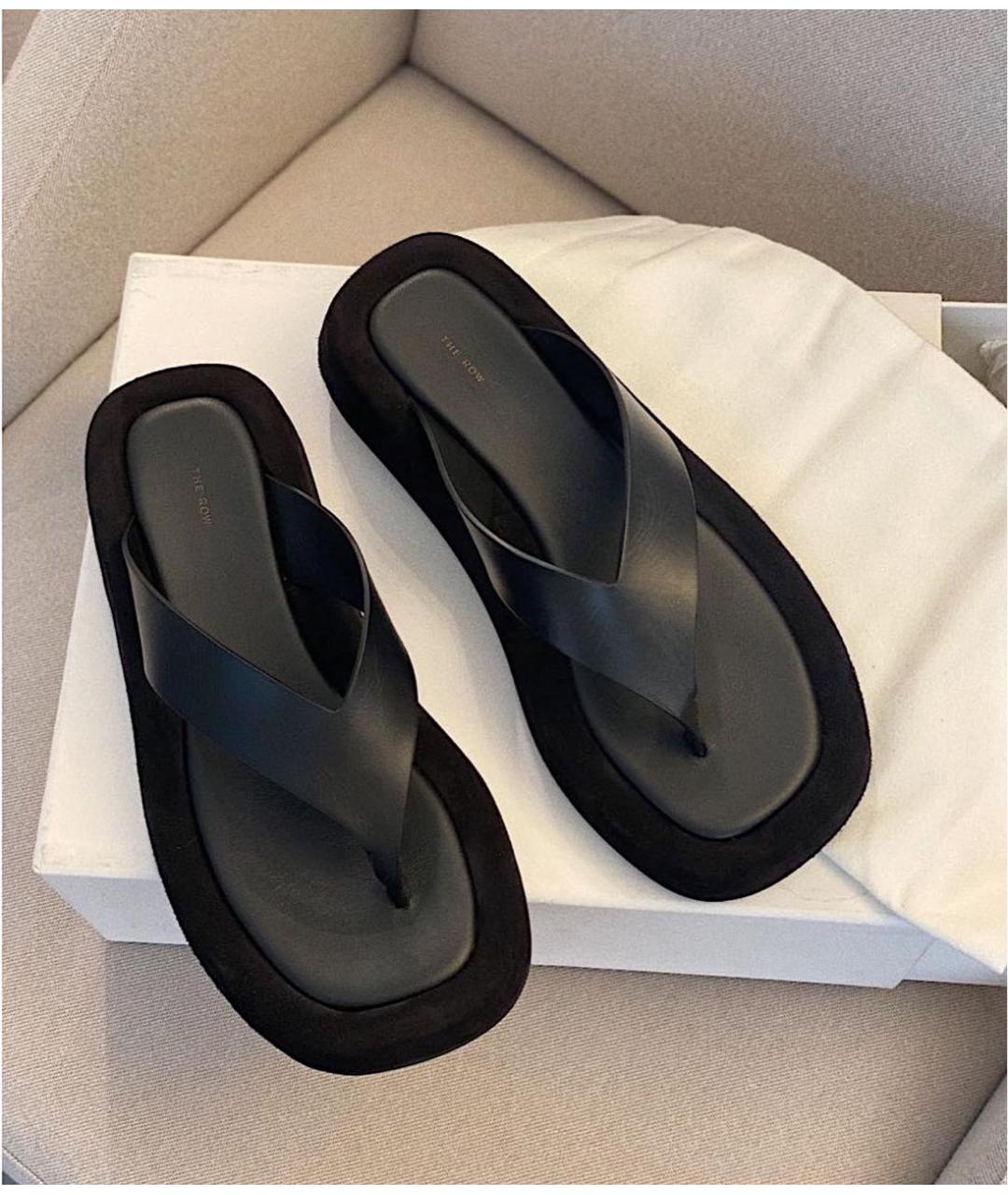 THE ROW Черные кожаные шлепанцы, фото 2