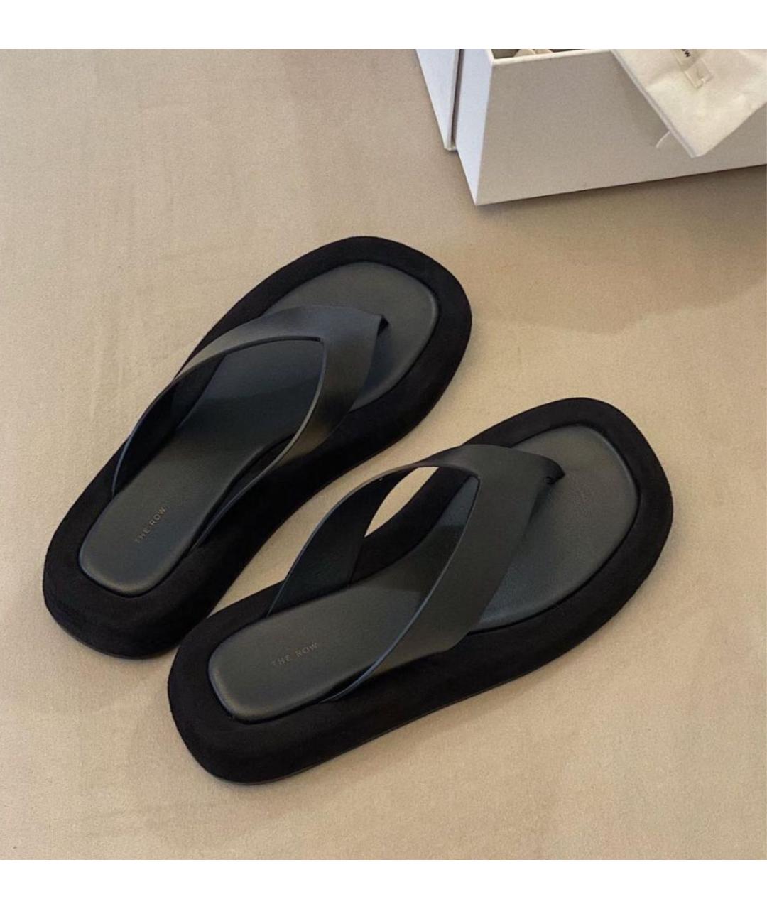 THE ROW Черные кожаные шлепанцы, фото 3