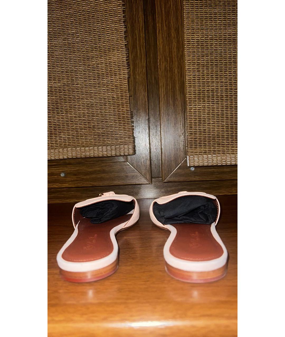 LORO PIANA Розовые замшевые шлепанцы, фото 4