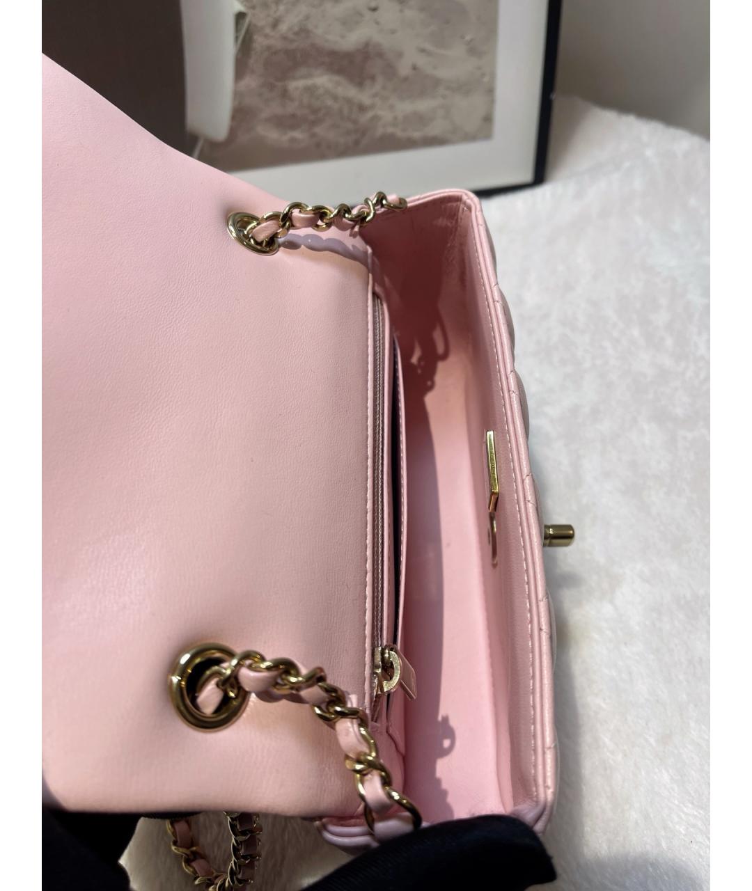 CHANEL Розовая кожаная сумка через плечо, фото 7