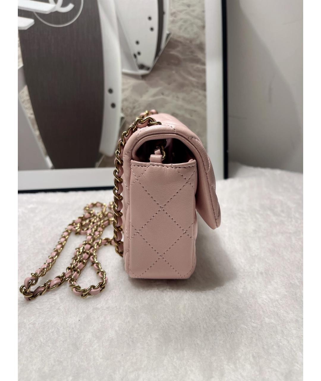 CHANEL Розовая кожаная сумка через плечо, фото 4