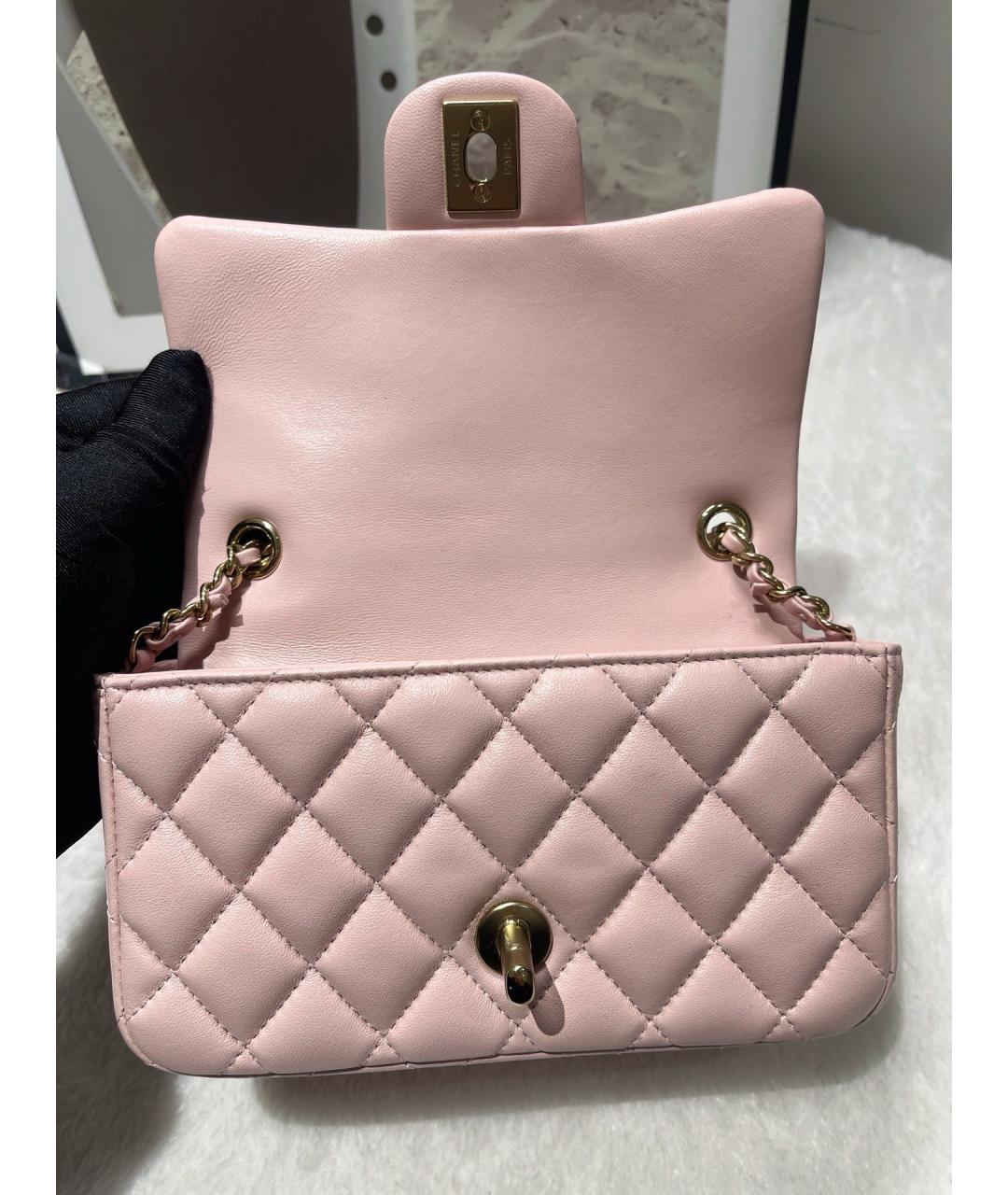 CHANEL Розовая кожаная сумка через плечо, фото 6