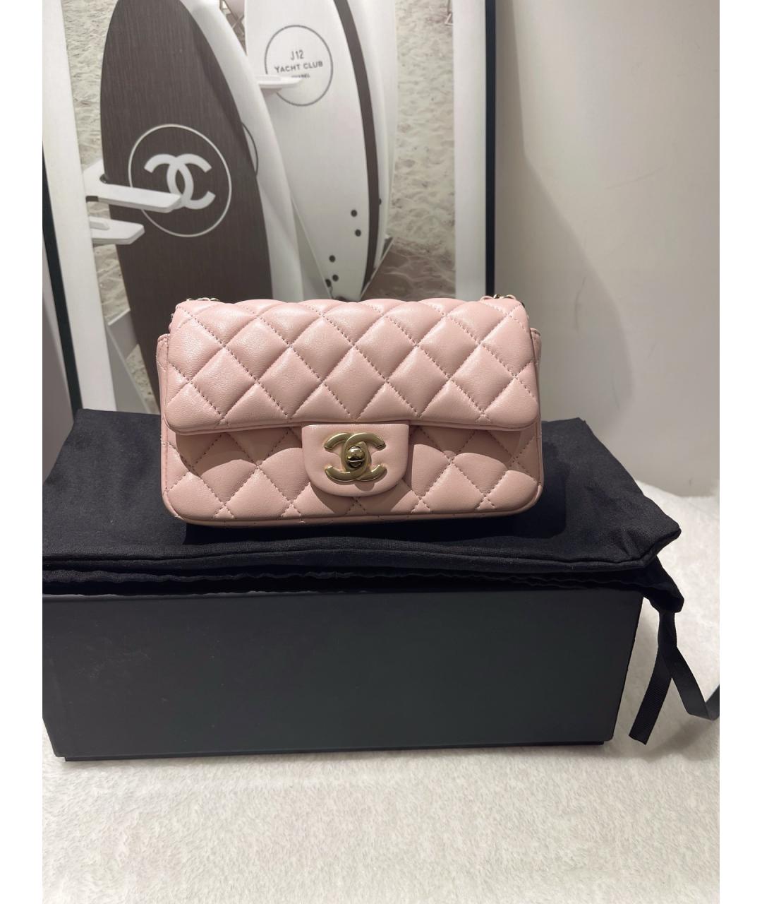 CHANEL Розовая кожаная сумка через плечо, фото 8
