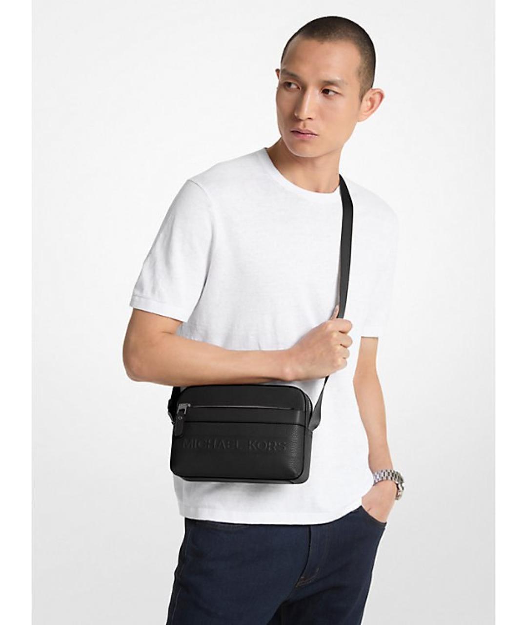 MICHAEL KORS Черная кожаная сумка на плечо, фото 3