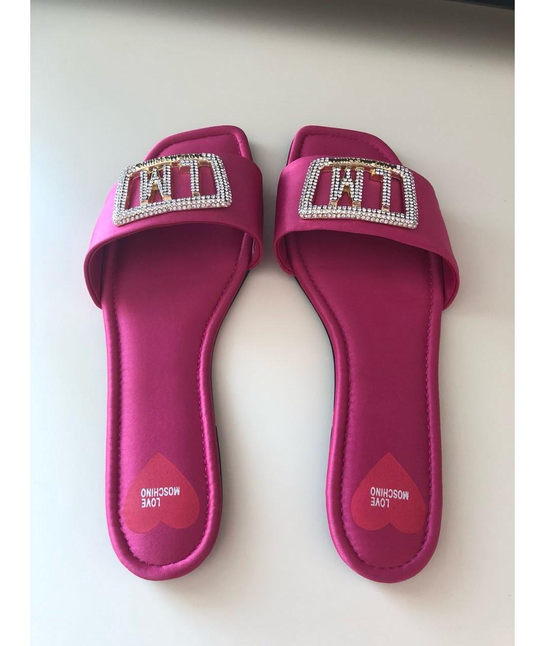 LOVE MOSCHINO Розовые шлепанцы, фото 6