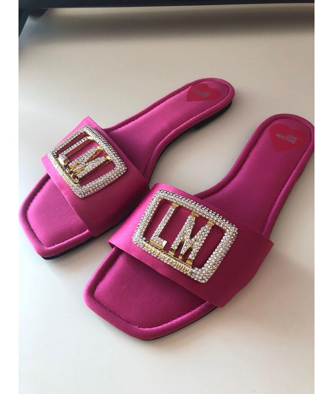 LOVE MOSCHINO Розовые шлепанцы, фото 5