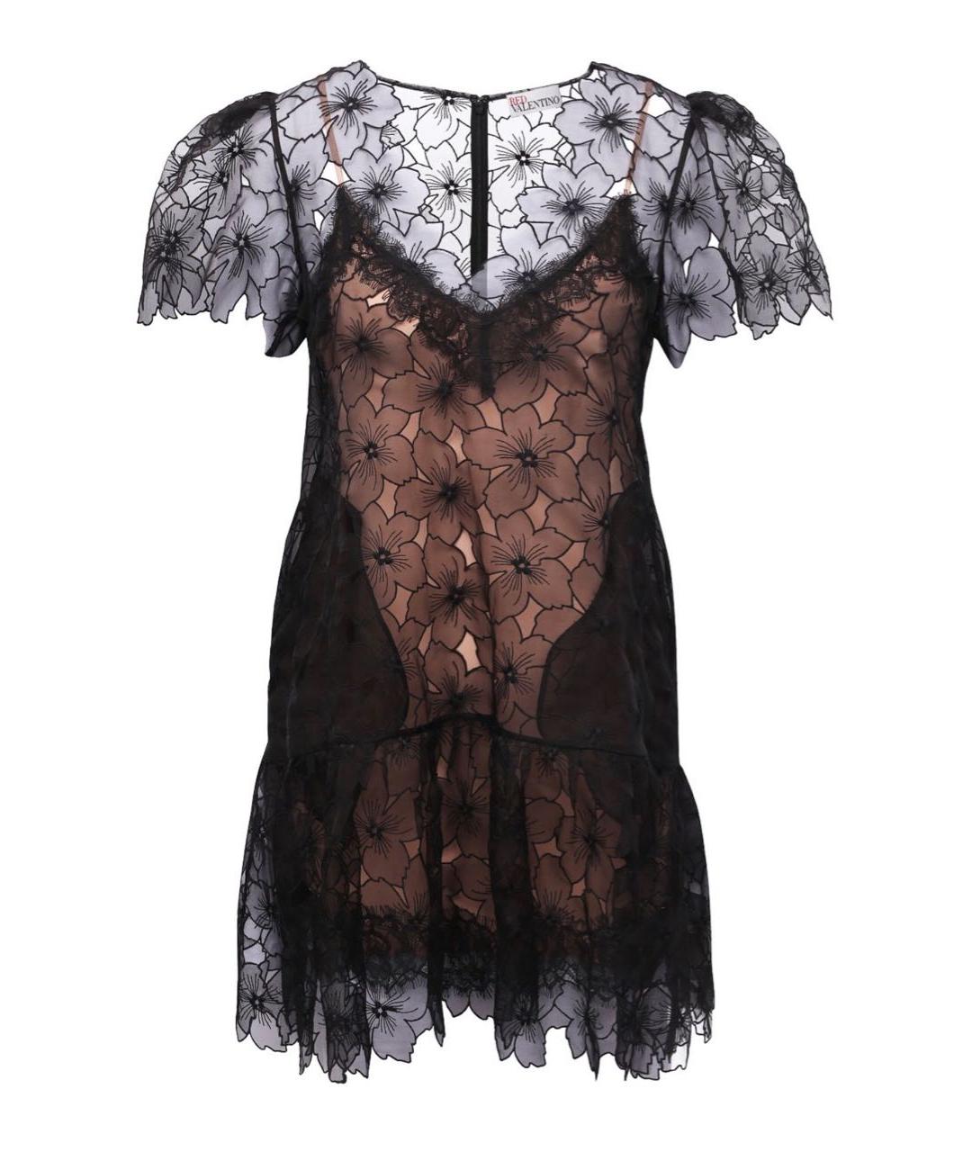 RED VALENTINO Черное шелковое повседневное платье, фото 9