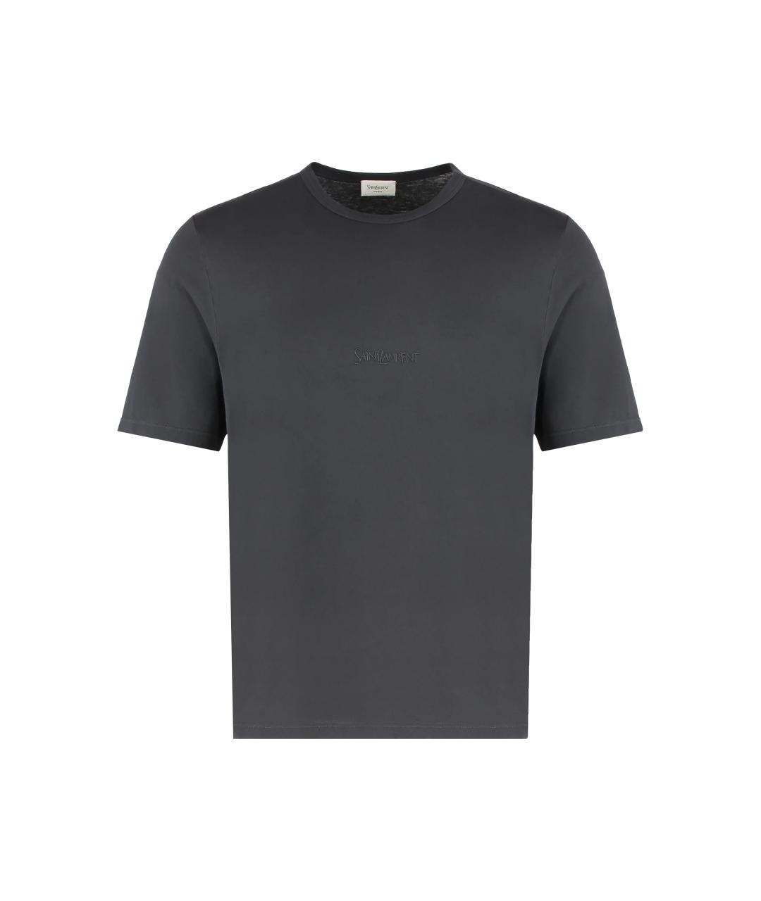 SAINT LAURENT Серая хлопковая футболка, фото 1
