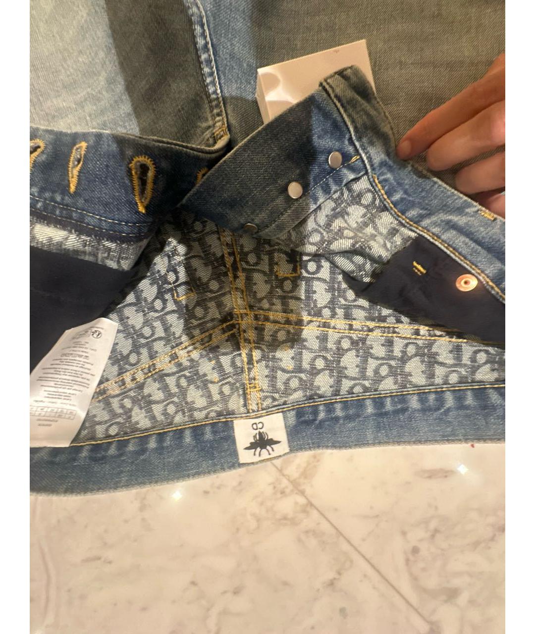 CHRISTIAN DIOR Голубые хлопковые прямые джинсы, фото 4