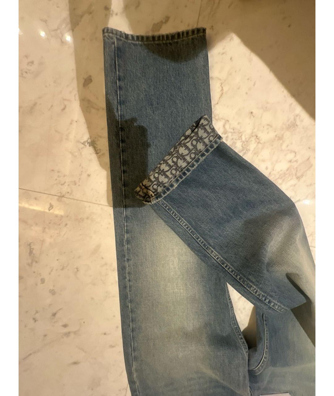 CHRISTIAN DIOR Голубые хлопковые прямые джинсы, фото 5