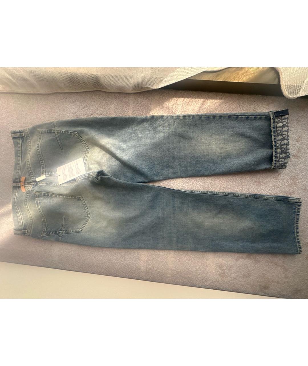 CHRISTIAN DIOR Голубые хлопковые прямые джинсы, фото 2