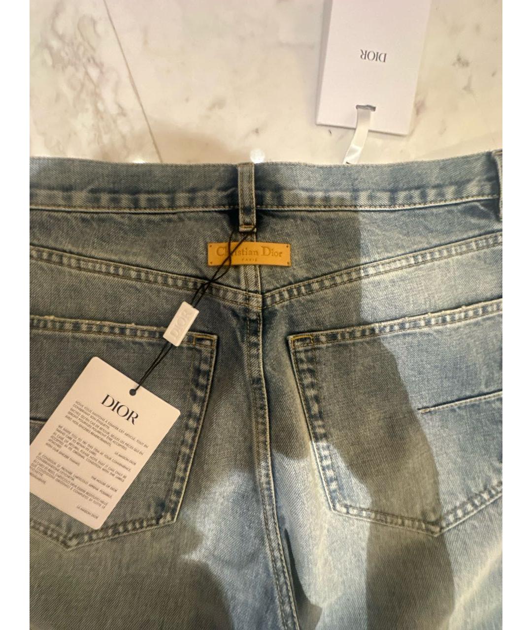 CHRISTIAN DIOR Голубые хлопковые прямые джинсы, фото 6