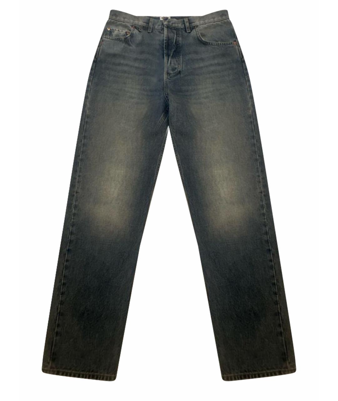 CHRISTIAN DIOR Голубые хлопковые прямые джинсы, фото 1