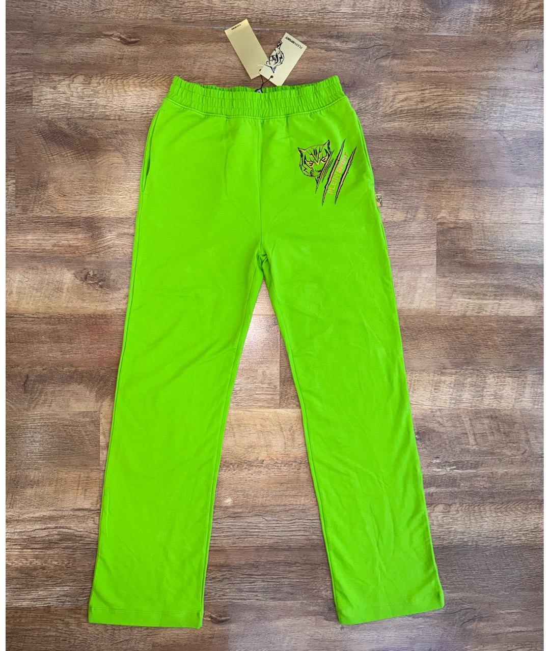 PHILIPP PLEIN Зеленые хлопко-эластановые спортивные брюки и шорты, фото 9