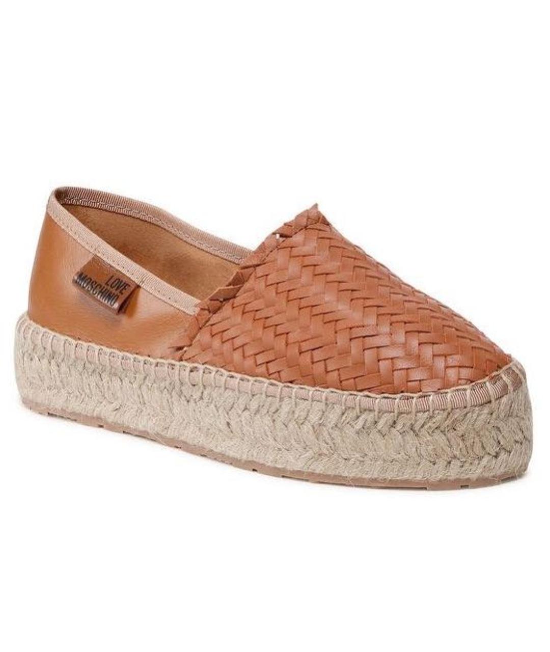 LOVE MOSCHINO Коричневые кожаные эспадрильи, фото 3