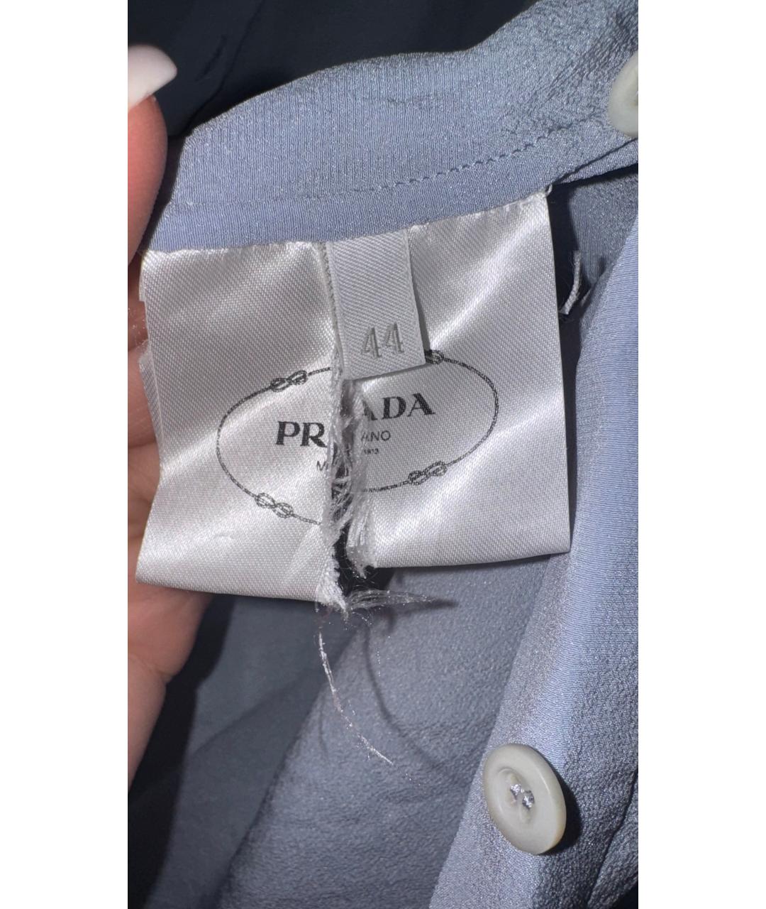 PRADA Голубая шелковая блузы, фото 4