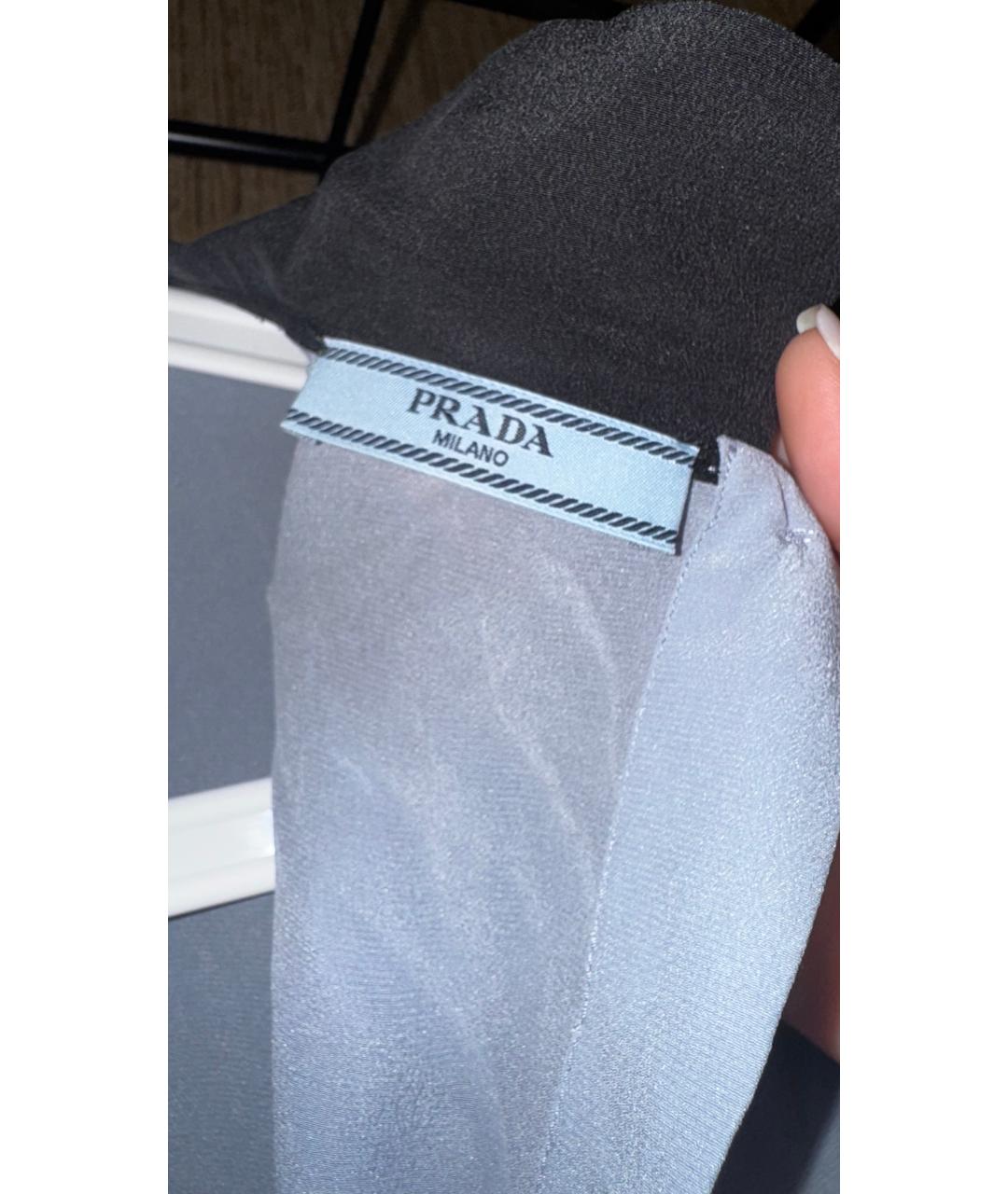 PRADA Голубая шелковая блузы, фото 3