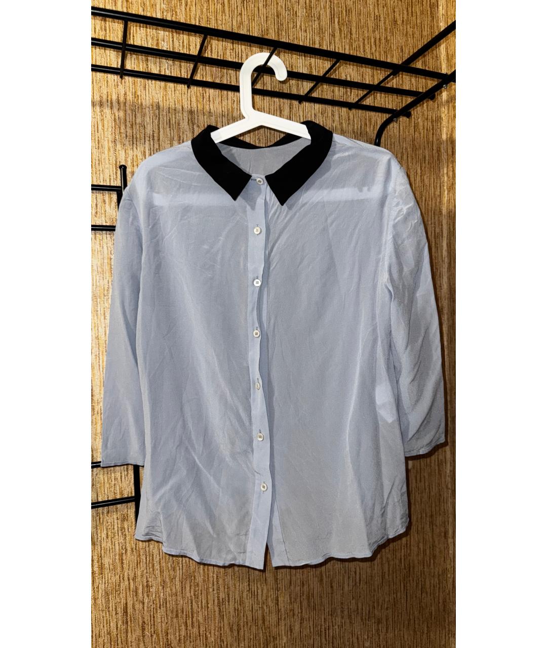 PRADA Голубая шелковая блузы, фото 6