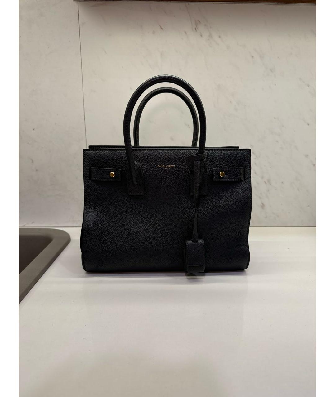 SAINT LAURENT Серая кожаная сумка тоут, фото 9