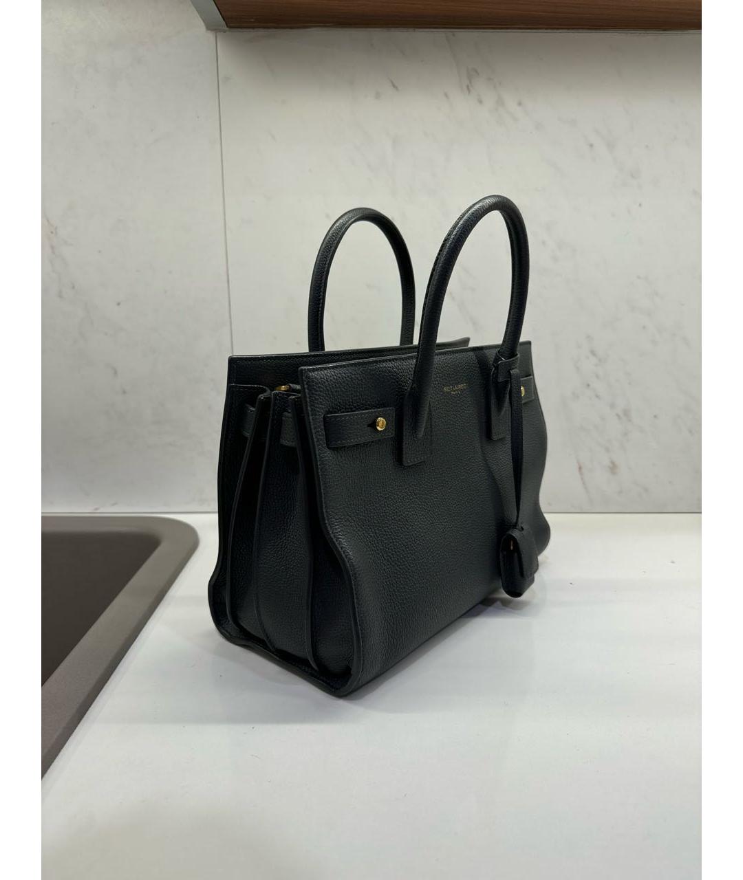 SAINT LAURENT Серая кожаная сумка тоут, фото 2