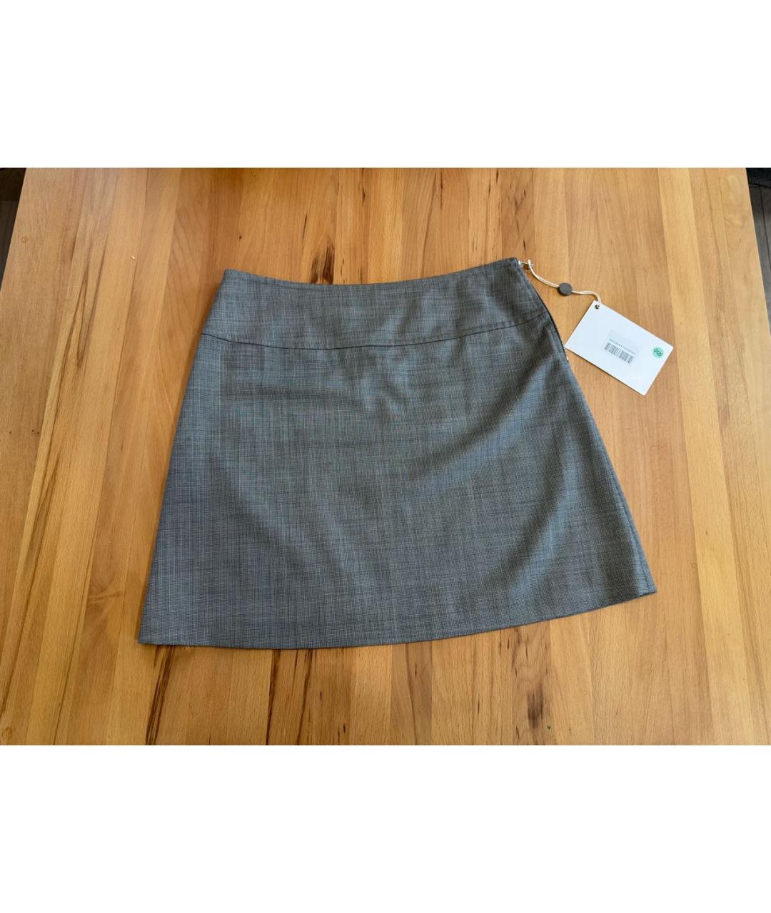 A.P.C. Серая шерстяная юбка мини, фото 8