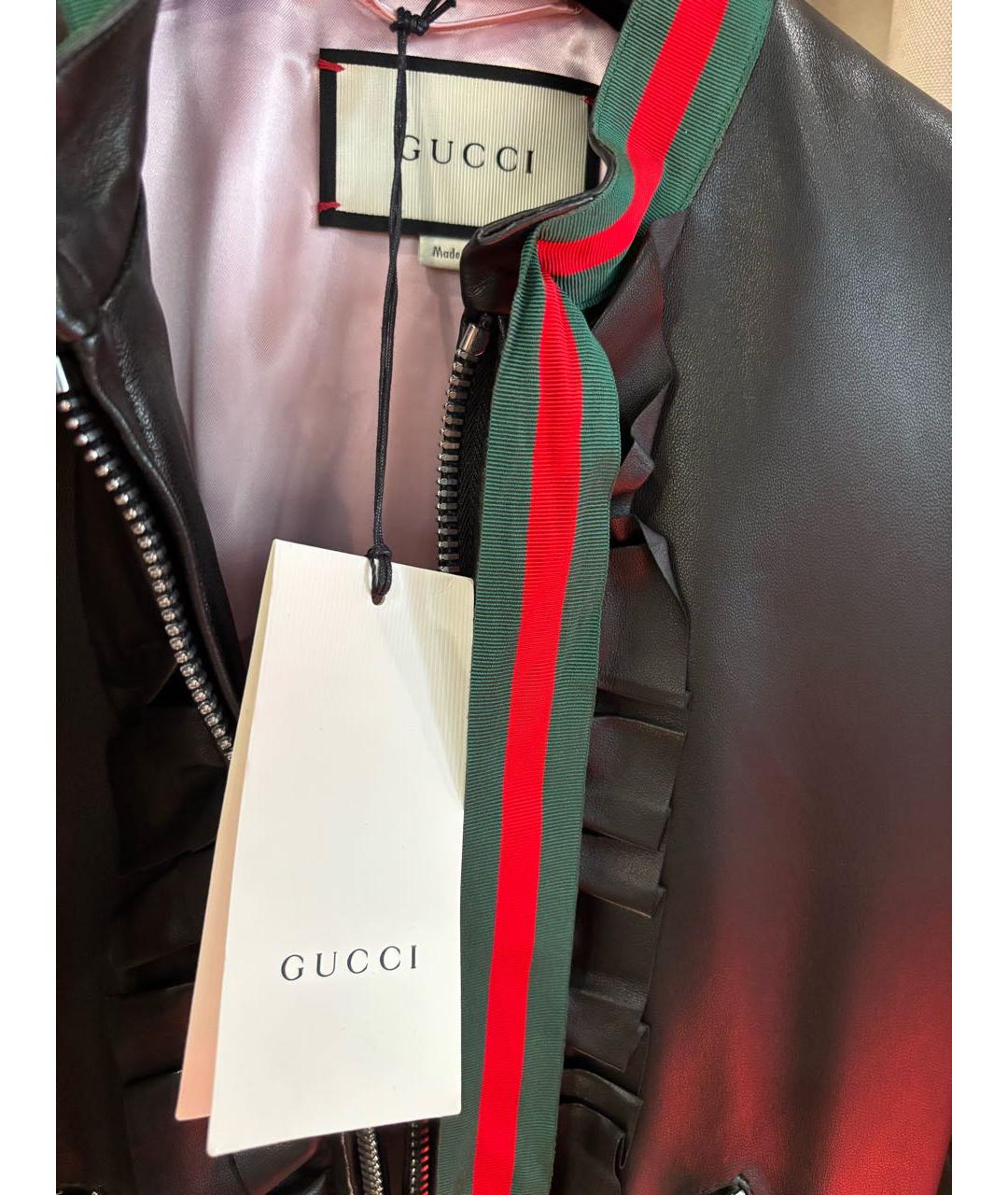 GUCCI Черная кожаная куртка, фото 3