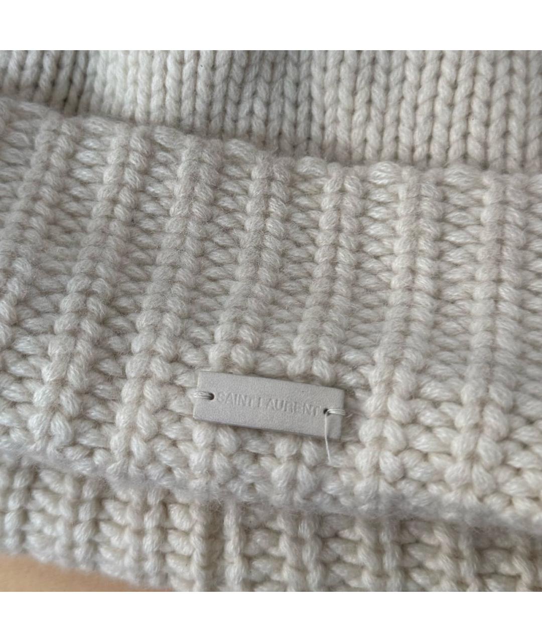 SAINT LAURENT Бежевая кашемировая шапка, фото 2