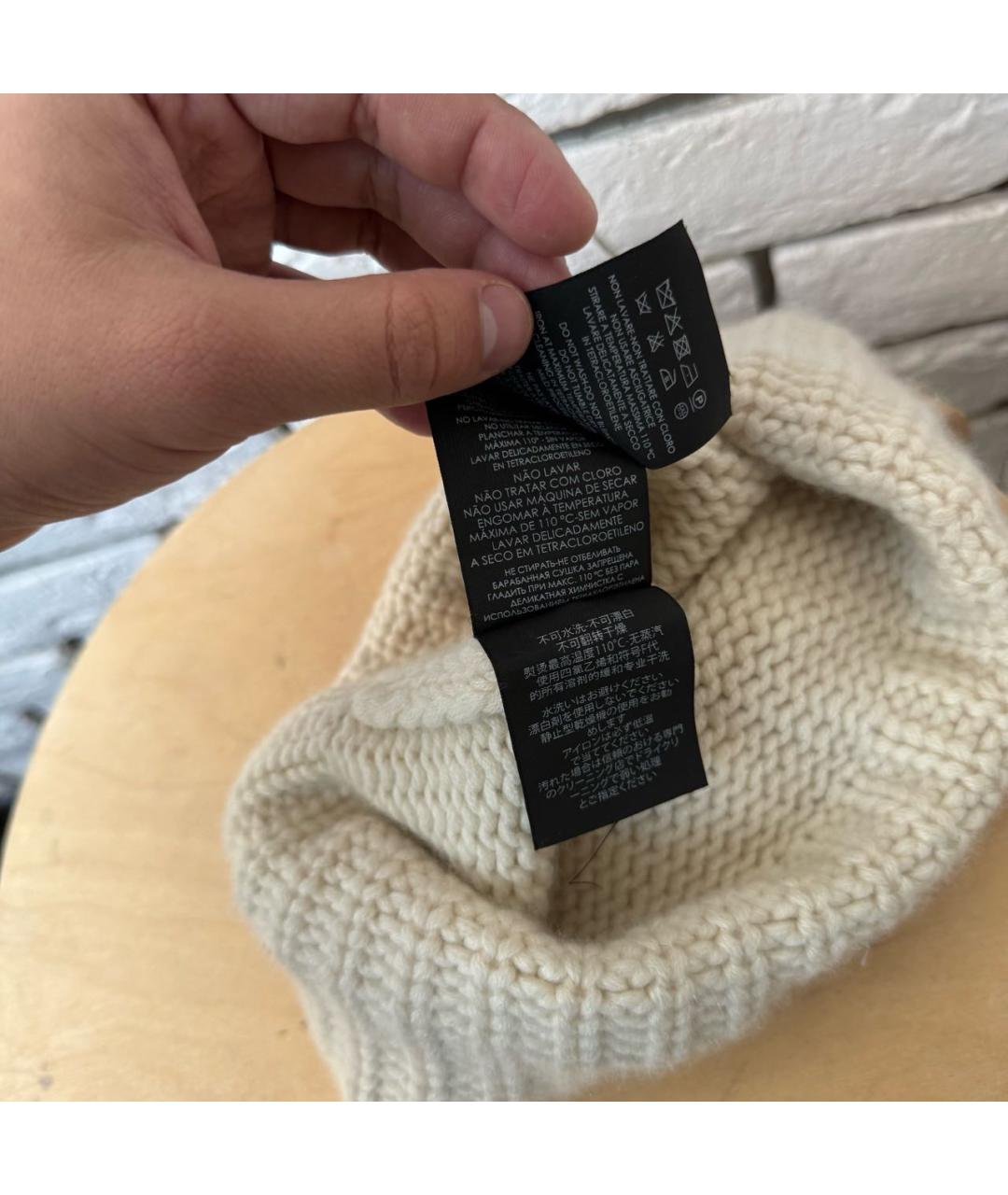 SAINT LAURENT Бежевая кашемировая шапка, фото 5