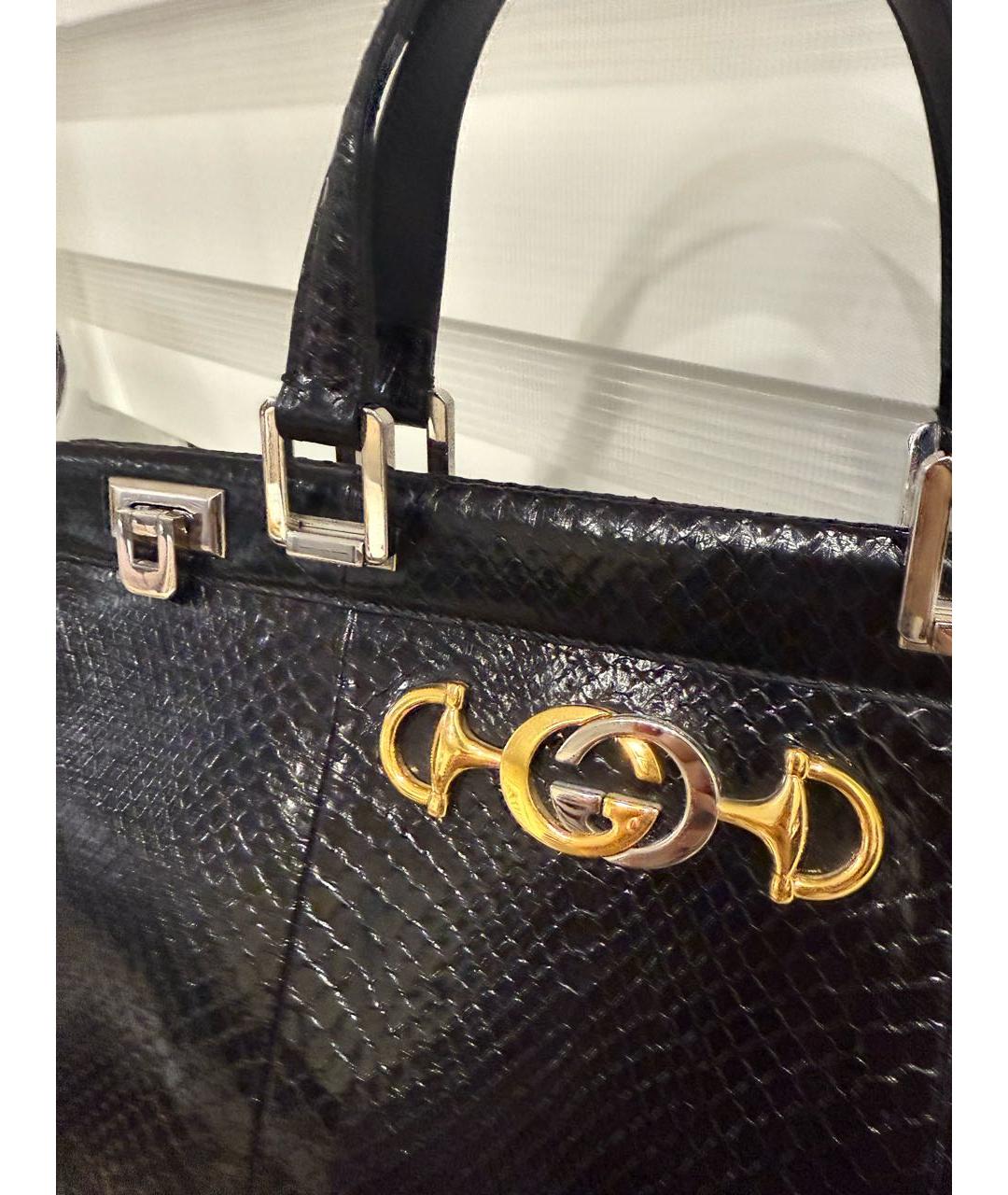 GUCCI Черная кожаная сумка тоут, фото 3