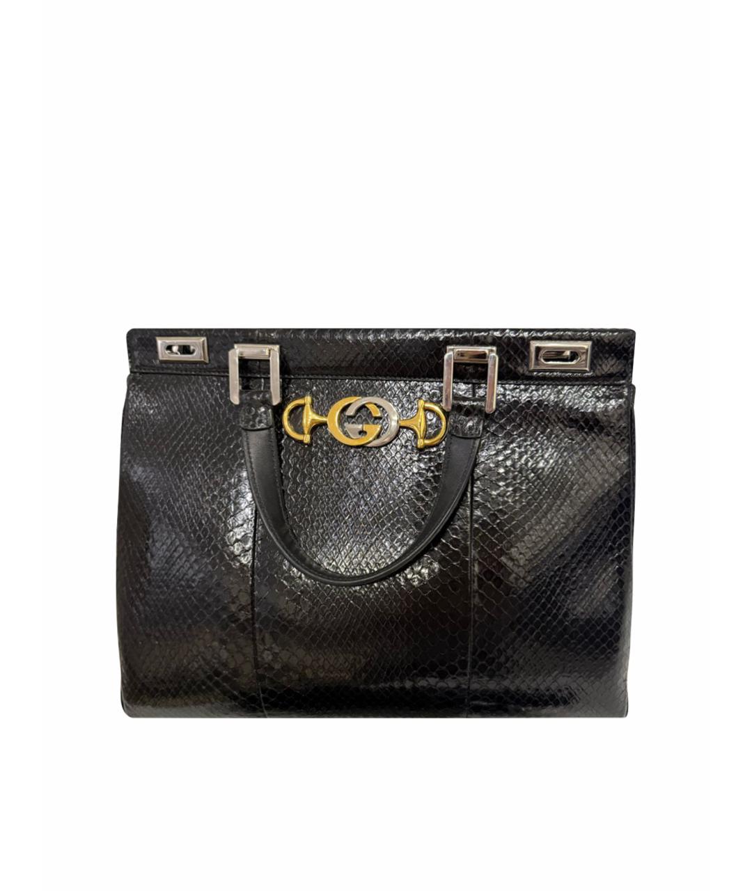 GUCCI Черная кожаная сумка тоут, фото 1