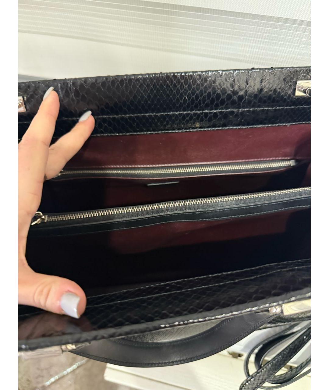 GUCCI Черная кожаная сумка тоут, фото 5