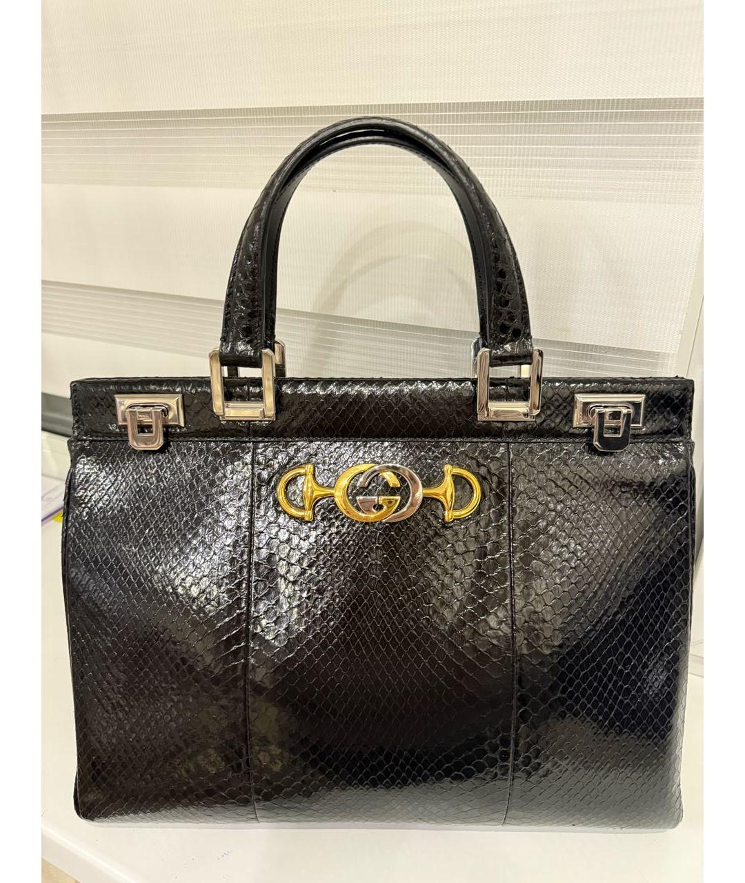 GUCCI Черная кожаная сумка тоут, фото 2