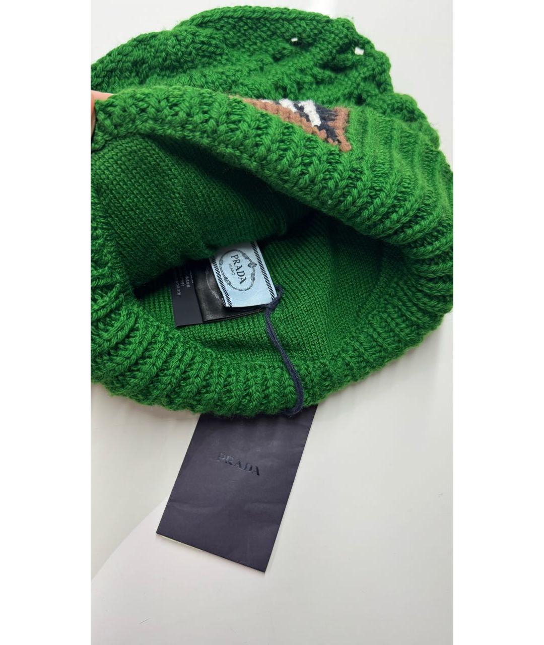 PRADA Зеленая шерстяная шапка, фото 3