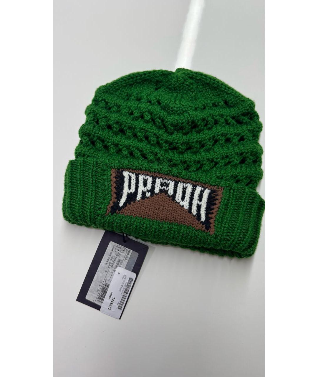 PRADA Зеленая шерстяная шапка, фото 4