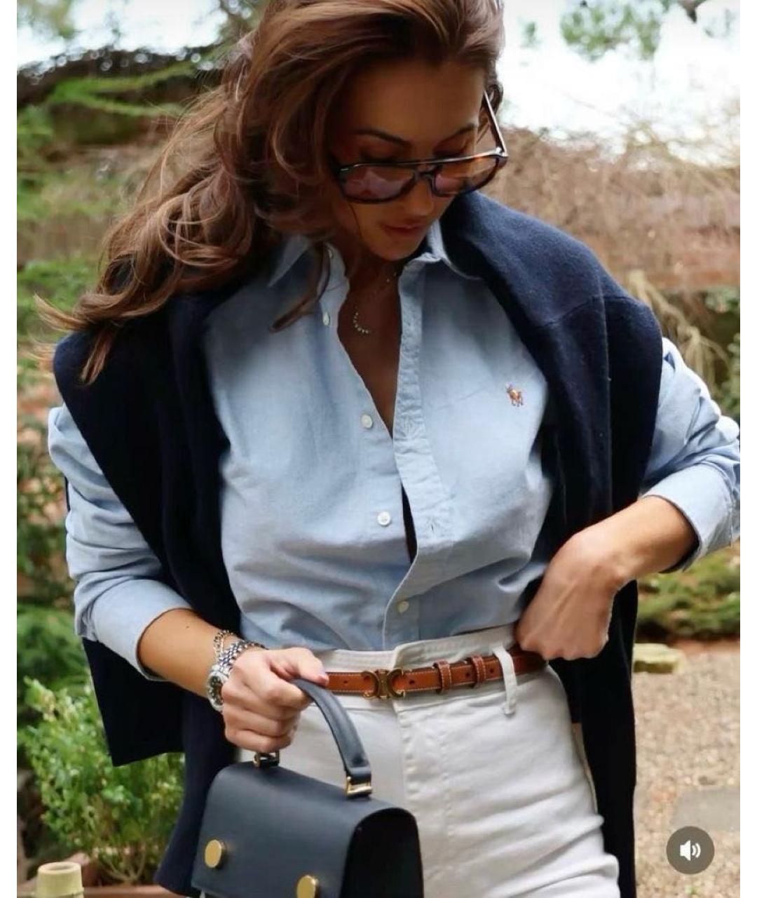 RALPH LAUREN Голубая хлопковая рубашка, фото 2