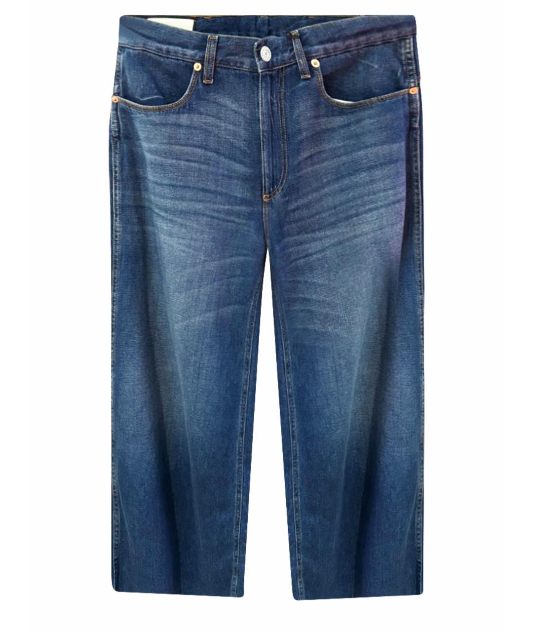 GUCCI Синие хлопко-леновые джинсы клеш, фото 1