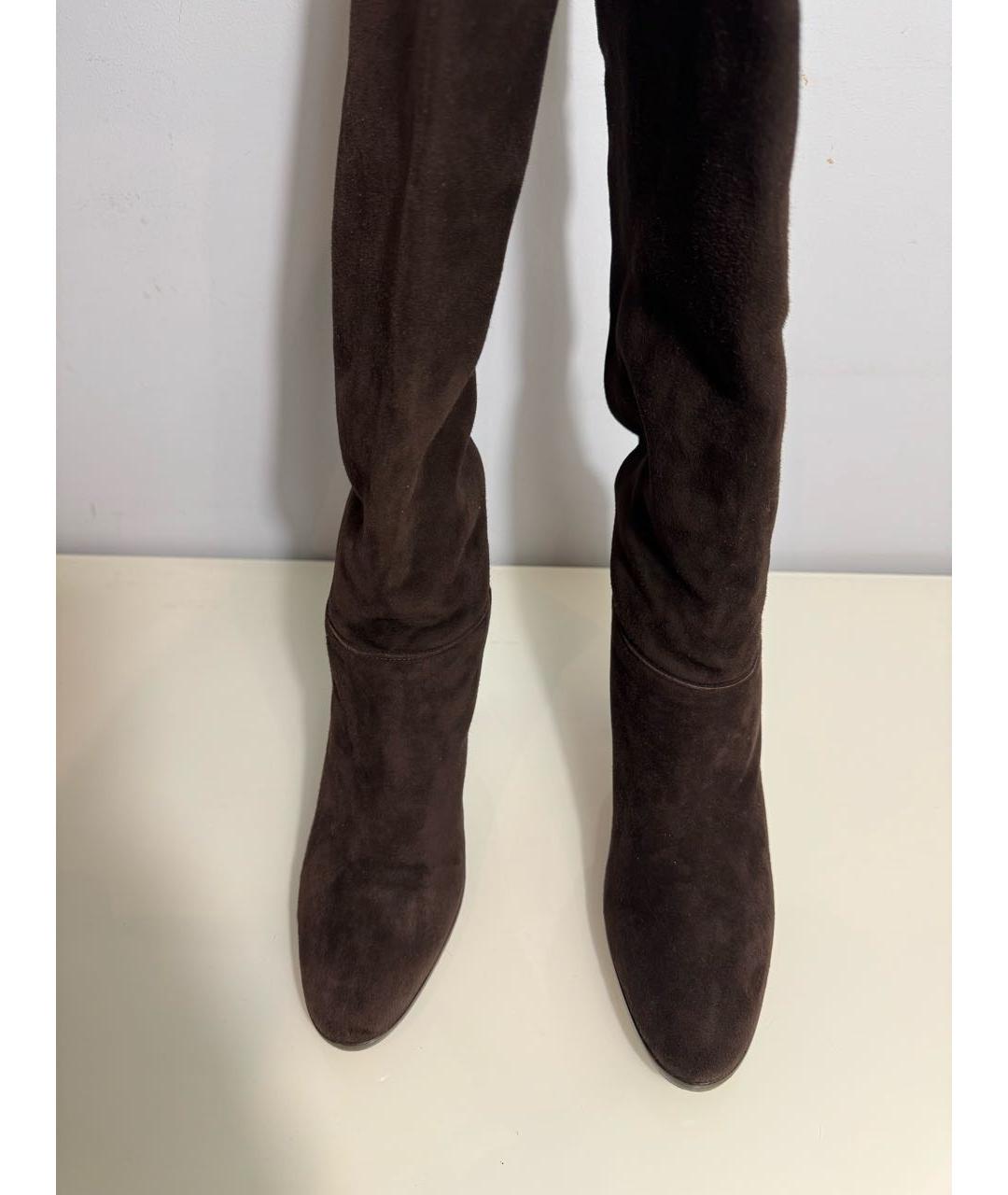 LORO PIANA Коричневые замшевые сапоги, фото 2