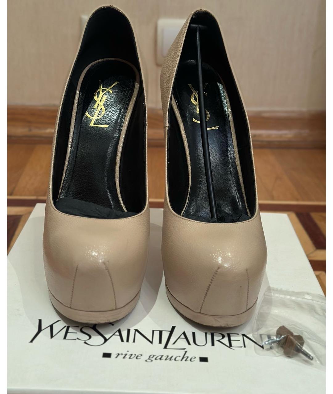 SAINT LAURENT Бежевые кожаные туфли, фото 3