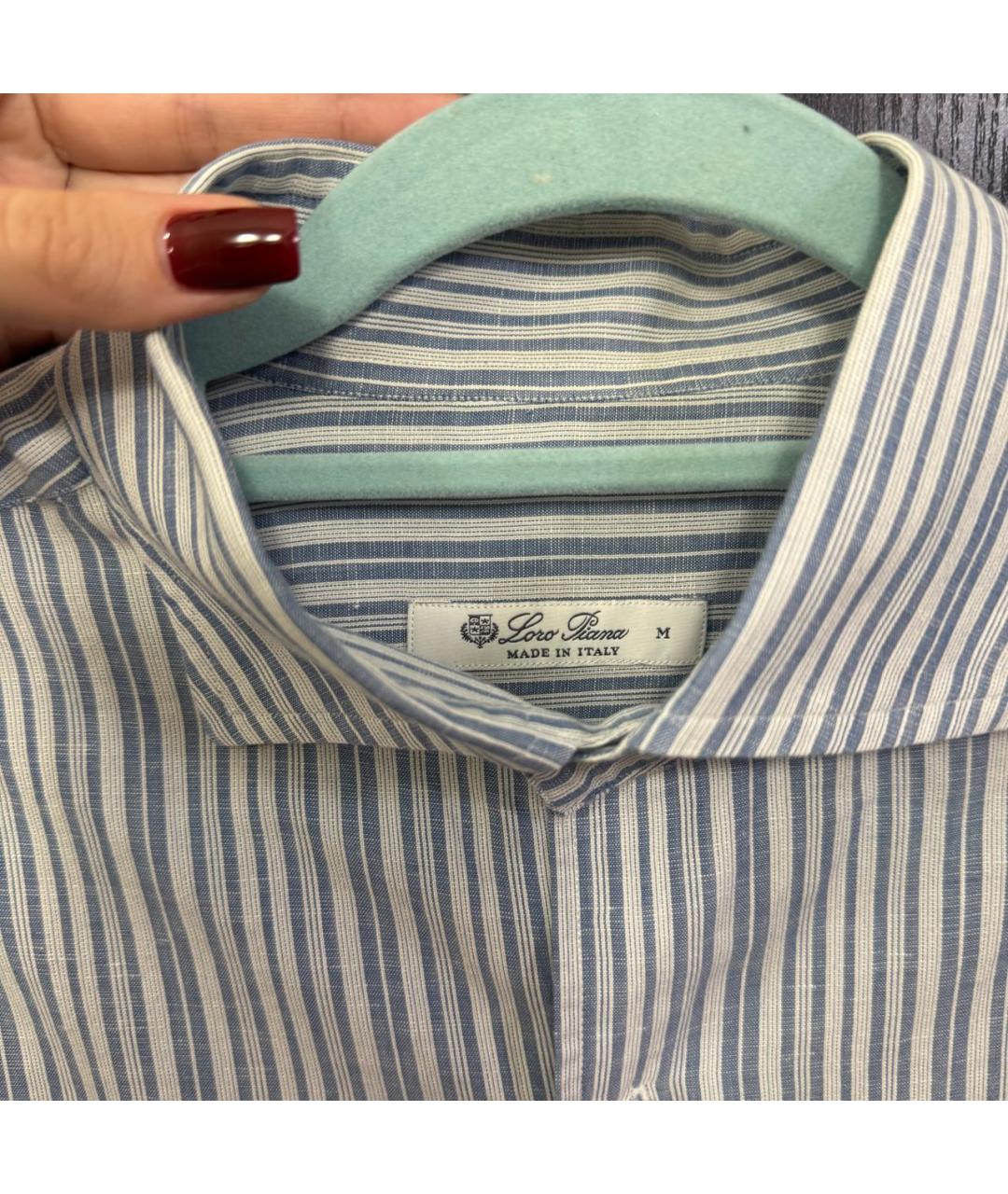 LORO PIANA Голубая льняная кэжуал рубашка, фото 3