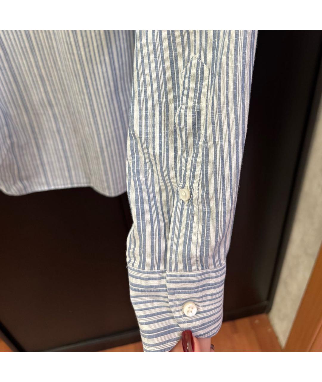 LORO PIANA Голубая льняная кэжуал рубашка, фото 4