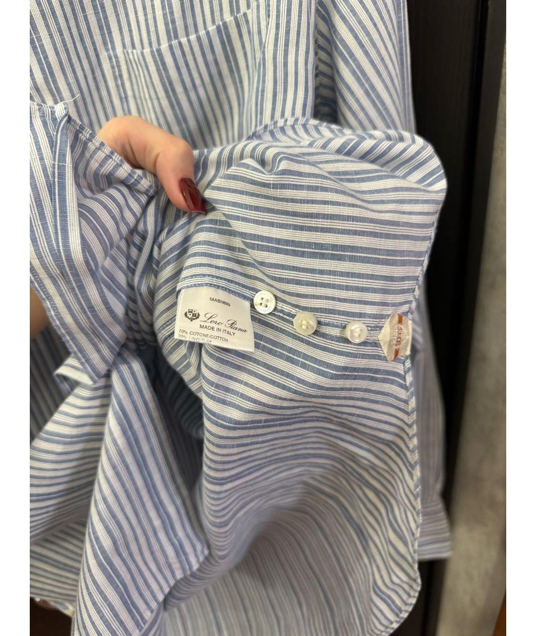 LORO PIANA Голубая льняная кэжуал рубашка, фото 5