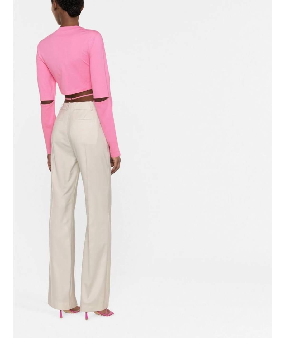 JACQUEMUS Розовая хлопковая футболка, фото 3